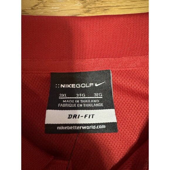 Nike Polo Shirt Men Size 3XL Red Golf Dri Fit Polyester Athleisure Rams LOGO NWT - Picture 3 of 16